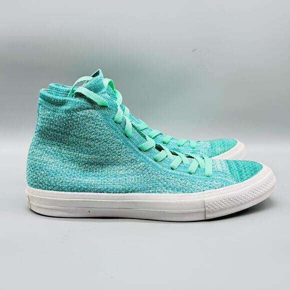 Converse Shoes Mens 9.5 Womens 11.5 Green Knit Chucks High Top All Star Sneakers - Picture 1 of 12